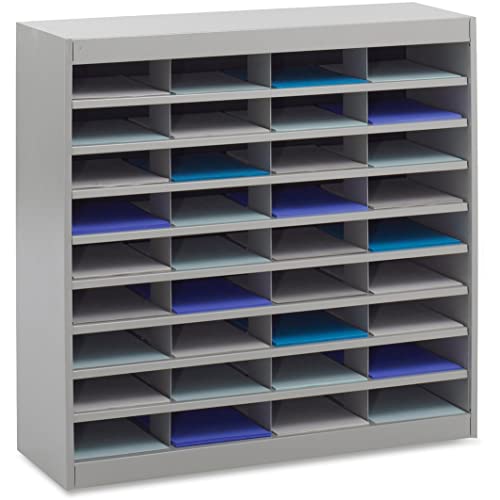 Safco Products E-Z Stor Literature Organizer, 36 Compartment 9221GRR, Gray Powder Coat Finish, Commercial-Grade Steel Construction, Eco-Friendly