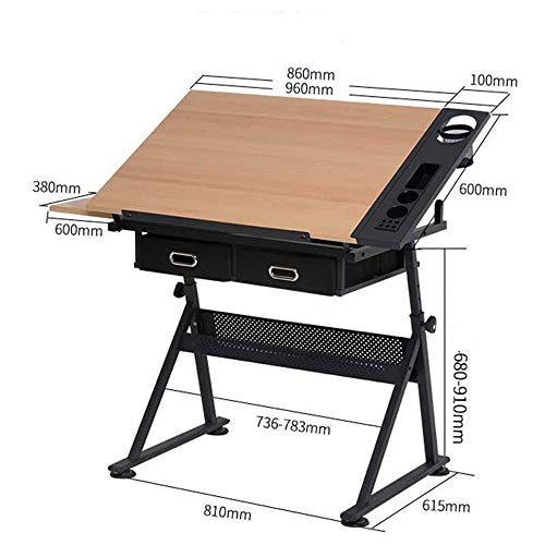 Coffe Tables Height Adjustable Drafting Draft Desk Drawing Table Desk Tiltable Tabletop W/Stool and Storage Drawer for Reading,Writing Art Craft Work Station