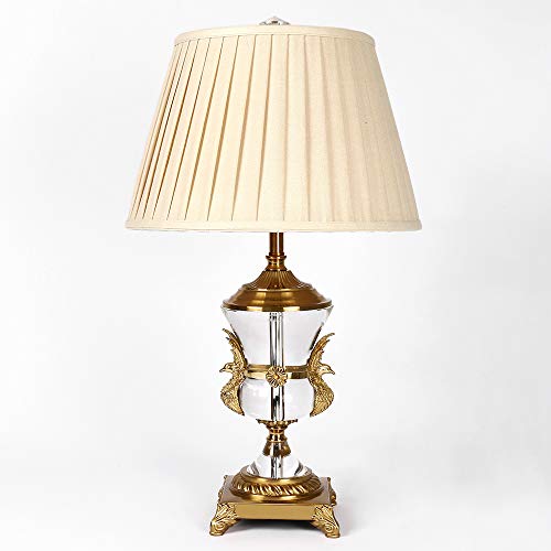 Goodvon Bedside Desk lamp,Home Decoration Light,Modern Crystal Chrome Table Lamps with Fabric Lampshade for Bedroom Living Room Coffee Room