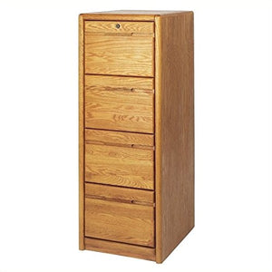 Beaumont Lane Contemporary Wood 4 Drawer Vertical File Cabinet in Oak