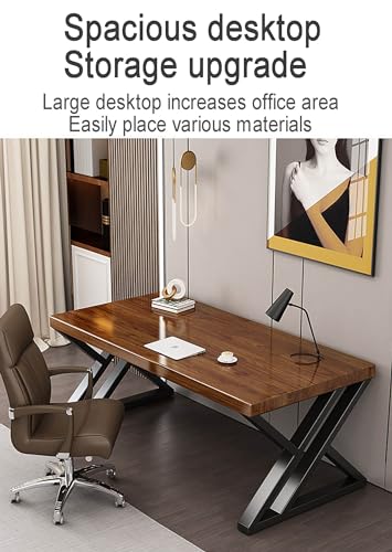 SUBVERS Modern Solid Wood Computer Desk with Metal Frame (160x70x75cm)