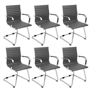 Okeysen Modern Office Guest Chairs Set of 6 - Mid Back Leather Reception Chairs