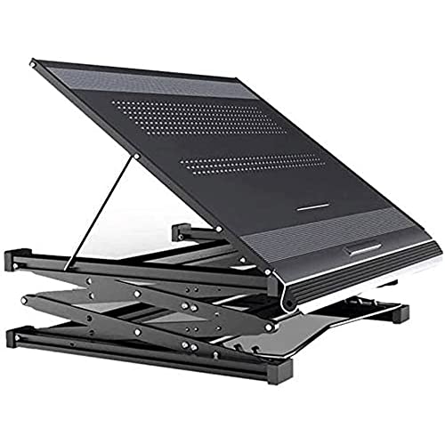 HAOSIZHEYU Mobile Standing Desk Adjustable Height, Adjustable Laptop Desk Home Office Workstation, Rolling Desk Laptop Cart for Standing or Sitting, Black