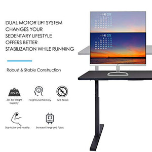 Toolsempire Dual Motor Electric Height Adjustable Standing Desk Frame Sit to Stand Table Base Ergonomic Stand up Riser with Memory Controller (Black Frame)