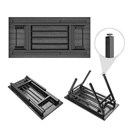 CRGHS Folding Computer Desk, Foldable Table Writing Desk for Laptop and PC, Home and Office Modern Style with Storage for Eating Camping and Small Spaces, No Assembly Required, 2 Tiers, Black