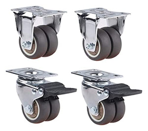 IkiCk Silent Plate Casters with Brake 15 Inch Rubber Wheels