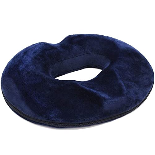 Memory Foam Seat Cushion for Back, Coccyx, & Tailbone Pain Relief - Blue