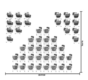 TEAMtime 46 Person Black Flip Table Student Chair Set Model 2063 - Foldable and Nestable