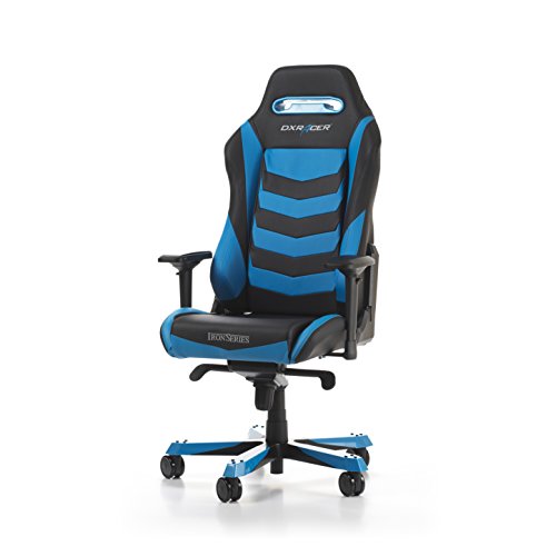 DXRacer Iron series OH/IS166/NB Large size Seat Office Chair Gaming Ergonomic with - Included Head and Lumbar Support Pillows (Black / Blue)