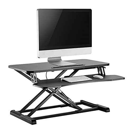 31.4inch Standing Desk Converter Height Adjustable Sit to Stand Up Desk Riser Home Office Desk Workstation with Keyboard Tray Gas Spring Lift Black (Color : Black)