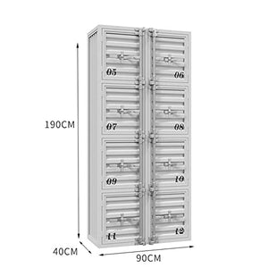 None Industrial Storage Cabinet with Door, Gray Metal Locker Cabinet - 4 Doors