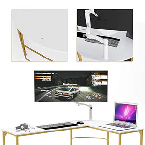 Teraves Reversible L-Shaped Desk Corner Gaming Computer Desk Office Workstation Modern Home Study Writing Wooden Table