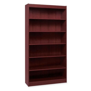 Lorell LLR60074 6-Shelf Panel Bookcase, 36" x 12" x 72", Mahogany