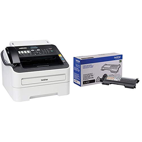 Brother FAX-2840 High Speed Mono Laser Fax Machine, Dark/Light Gray - FAX2840 & TN-420 DCP-7060D Toner Cartridge (Black) in Retail Packaging