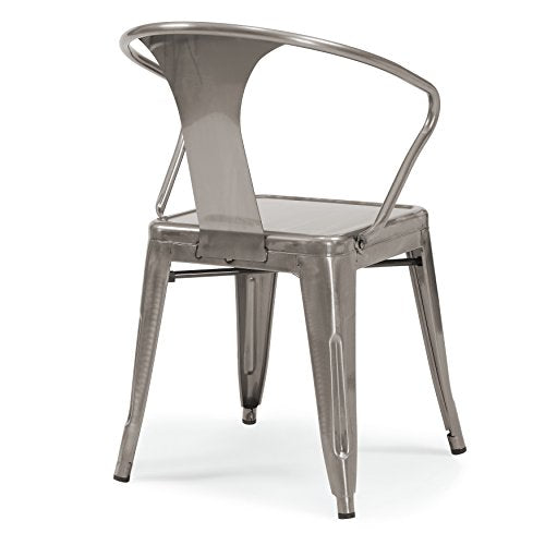 Solid Steel Stackable Side Chairs (Set of 4) Seat 17 Inches High Many Colors to Choose From Includes Scented Candle Tart (Gunmetal Finish)