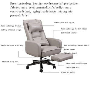 HUIQC Executive Managerial Office Chair with Lumbar Support and Reclining Function (Gray)