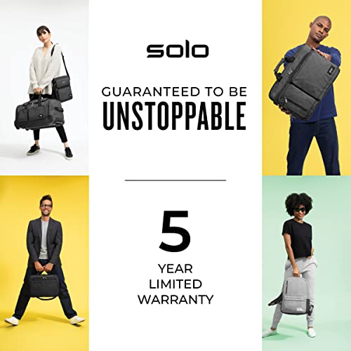 solo Bryant Rolling Bag with Wheels, Fits Up to 17.3-Inch Laptop, Black/Grey, 14" x 16.8" x 5"