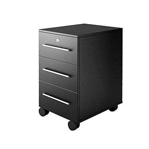 File Cabinets HLR Lock 3-Layer Drawer Mobile Office Cabinet Black