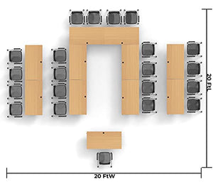 Team Tables 21 Person Training Meeting Seminar Classroom Model 7437 Beech Folding Table Set