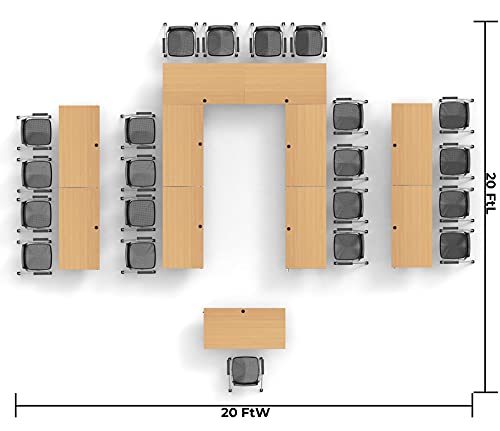 Team Tables 21 Person Training Meeting Seminar Classroom Model 7437 Beech Folding Table Set