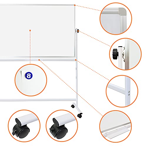 Aplusboards Large Mobile Whiteboard 70x38, Height Adjust Double Sided Magnetic Dry Erase Board, 360 Rolling White Board with Stands on Wheels for Home Office School Gym, Portable Easel Easy Assembly