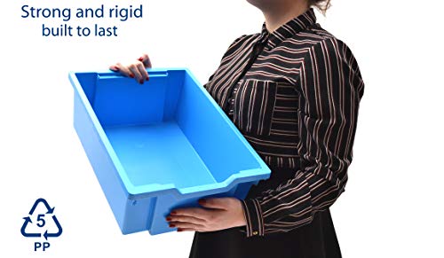 Gratnells Callero Plus Library Cart with 6 Deep F2 Cyan Blue Trays