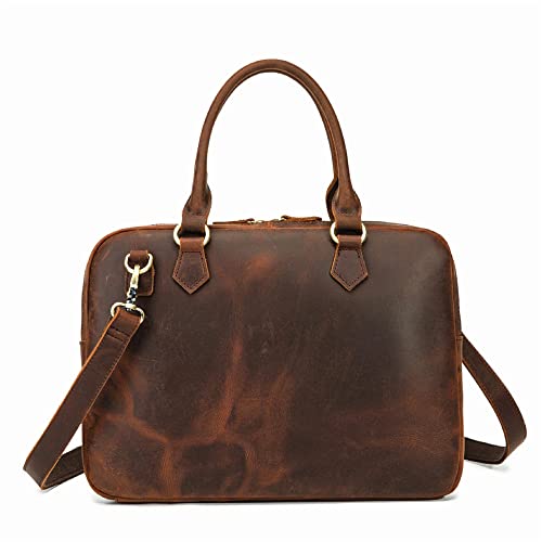 LSDJGDDE 1pcs Retro Handmade Men's Handbag Diagonal Men's Bag Briefcase Business Computer Bag (Color : A, Size : 36 * 26 * 3.5cm)