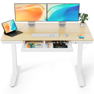 ErGear Electric Standing Desk with Drawer, 48 x 24 inch, USB Charging Ports