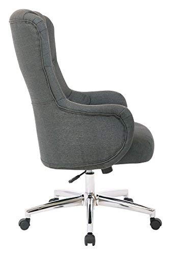 AVE SIX Ariel Tufted High Back Desk Chair with Wraparound Arms and Chrome Base, Klein Charcoal