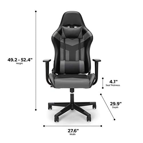 OFM ESS Collection High Back PU Leather Gaming Chair, Grey