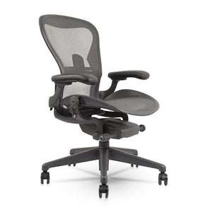 CHAIRORAMA Herman Miller Aeron Chair Size C - Graphite Semi-Loaded Adjustable Arm Height Tilt Tension Control - Lumbar Support Repackaged Ergonomic Office Desk Chair