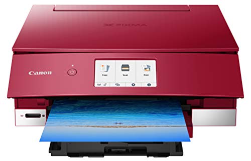 Canon TS8220 Wireless All in One Photo Printer with Scannier and Copier, Mobile Printing, Red, Works with Alexa
