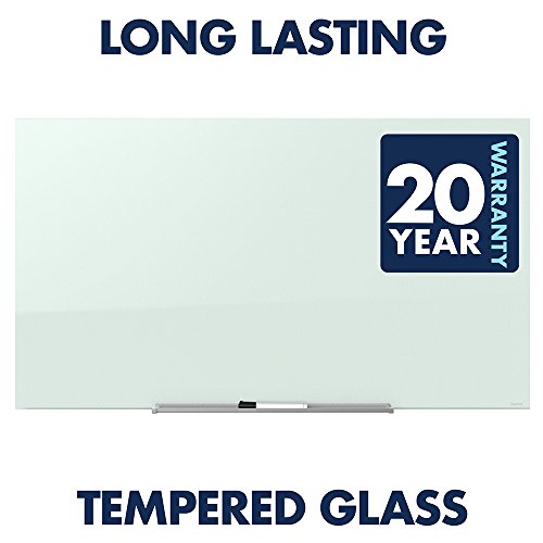 Quartet Glass Whiteboard, Non-Magnetic Dry Erase White Board, 50" x 28", White Surface, Frameless, InvisaMount (G5028IMW)