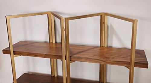 24/7 Shop at Home 247SHOPATHOME IDF-AC6046 Gorham Display Shelf, Light Walnut Gold