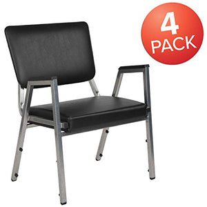 EMMA + OLIVER Black Antimicrobial Bariatric Reception Chair (4 Pack)