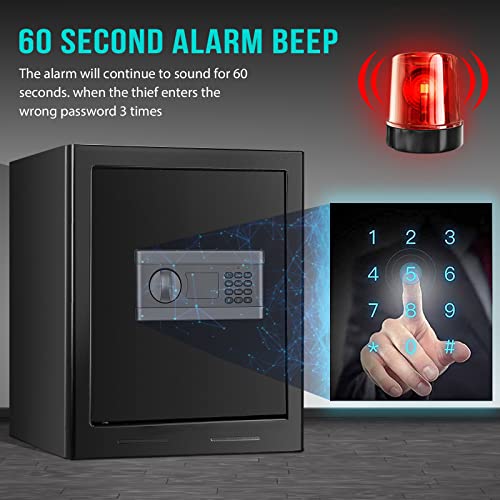 DIOSMIO Fireproof Safe Box with Fireproof Document Bag,2.08Cub Digital Safe Box Fireproof Waterproof Combination Lock Safe with Keypad LED Indicator, for Pistol Cash Jewelry Important Documents