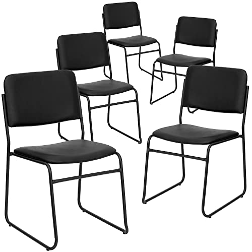 Flash Furniture HERCULES Series 5 Pack Black Vinyl Stacking Chair - 500 lb. Capacity