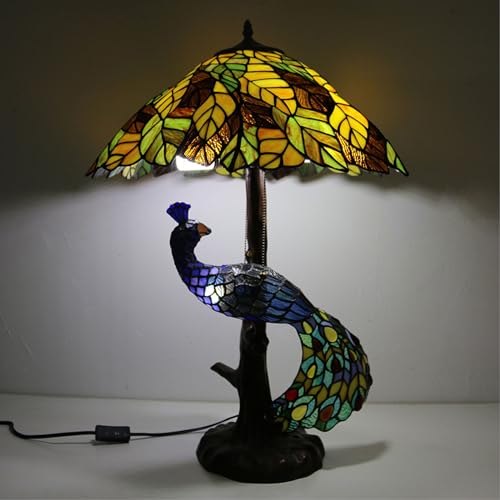 GAUUA Tiffany Bird Table Lights with Glass Lampshade - Nordic LED Desk Lamp for Bedroom and Living Room Decor