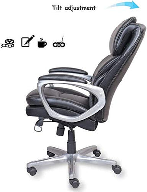None Boss Chair Big and Tall Office Chair Ergonomic Computer Chair High Back PU Executive Chair with Lumbar Support Headrest Swivel Chair - Black