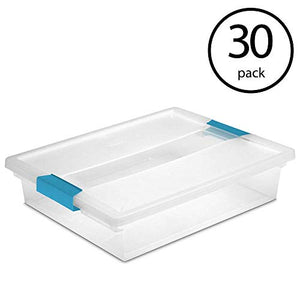 Sterilite Large Plastic File Clip Box Office Storage Tote Container with Lid (30 Pack)
