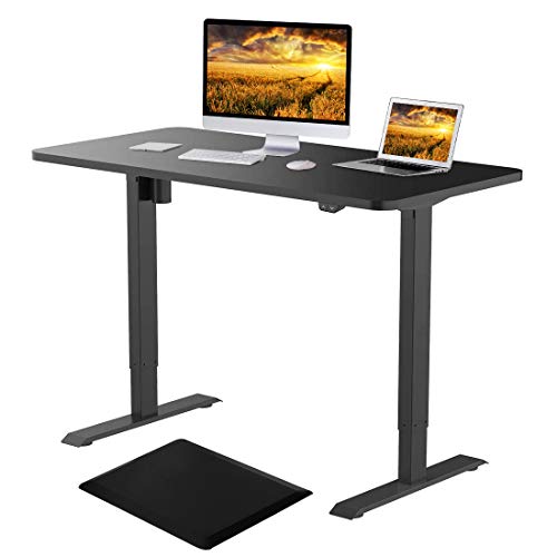 Electric Height Adjustable Standing Desk, 48" Sit Stand Up Computer Desk Workstation for Home Office (Black Frame/Black Desktop, 48 x 30 inch)