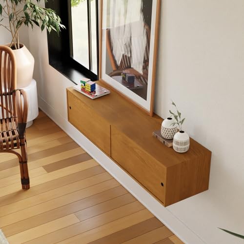 Lschool Cherry Sideboard/Floating Credenza with Sliding Doors