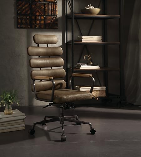 ACME Furniture Calan Office Chair, Retro Brown Top Grain Leather