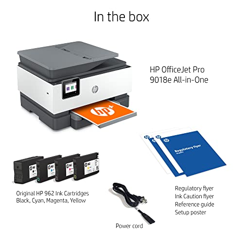 HP OfficeJet Pro 9018e Wireless Color All-in-One Printer with Bonus 6 Months Instant Ink - HP+ (1G5L5A), White