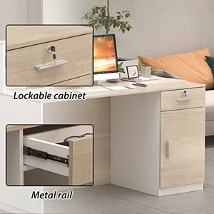 AIEGLE Reception Desk with Counter, Lockable Storage Drawers - Natural (55.1" x 23.6" x 43.3")