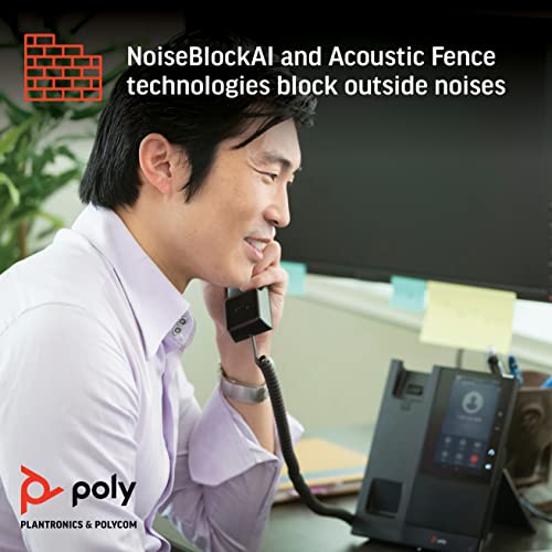 Plantronics Poly CCX 505 Teams Edition Phone with Handset - Wi-Fi Enabled - Acoustic Fence & NoiseBlockAI Technologies - 5' LCD Display - Integrated BT & USB Headset Ports - Works w/Teams (Certified)