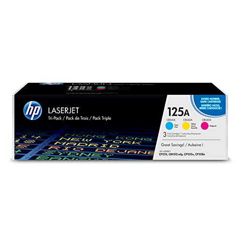 HP 125A | CB541A, CB542A, CB543A | 3 Toner Cartridges | Cyan, Yellow, Magenta