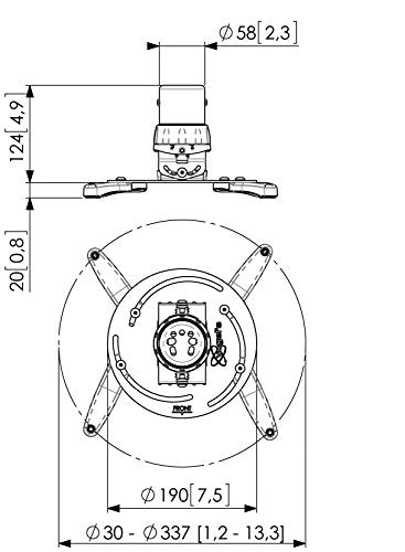 VOGEL'S PPC 1500 Projector Ceiling Mount for 1,2-13,2 inch projectors Swivel and Tilt Max. 33 lbs Silver