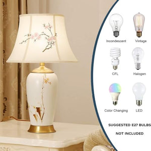 MAIYO Chinoiserie Hand Painted Floral Ceramic Table Lamp 24.8