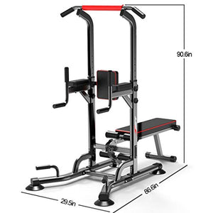 DOYCE Adjustable Power Tower,Dip Station Pull Up Bar Power Tower Strength Training Workout Equipment with Dumbbell Bench for Gym Home Fitness,Shipping from US